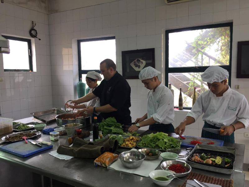Chef David training students of Hoa Sua Cooking School